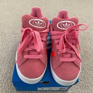 Adidas Pink High-Top Sneakers Suede-Like Material